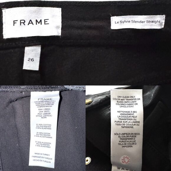 FRAME Le Sylvie Slender Straight High Rise Coated Jeans Black - Picture 4 of 11